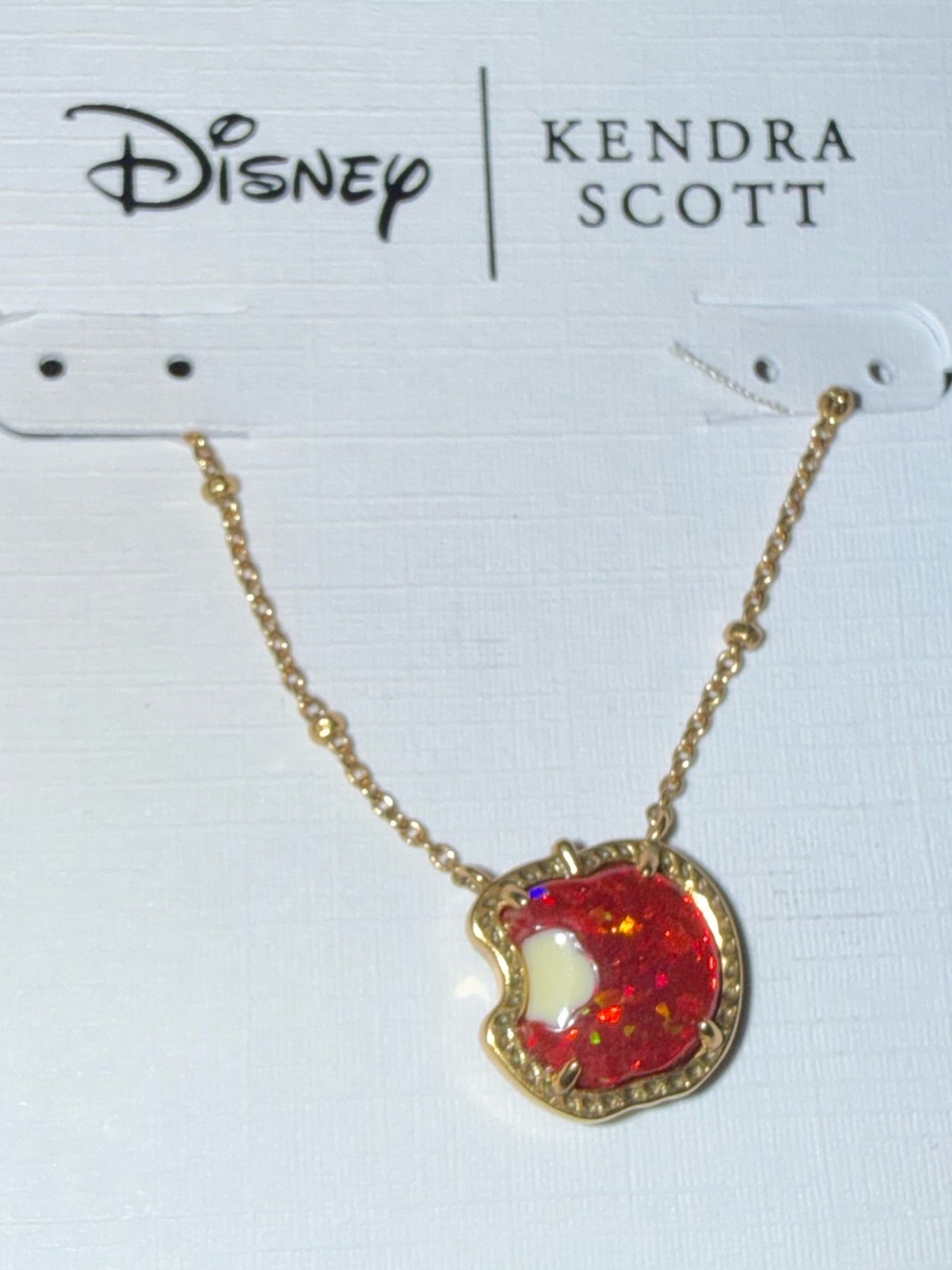 Kendra Scott Disney Snow White Gold Necklace Apple Red NWT And Dust Bag